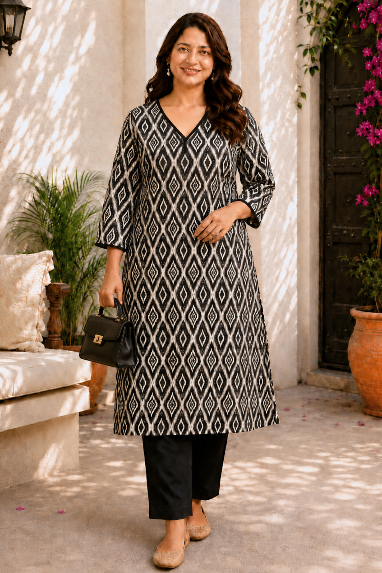Palm Poetry Cotton Straight Cut Kurta