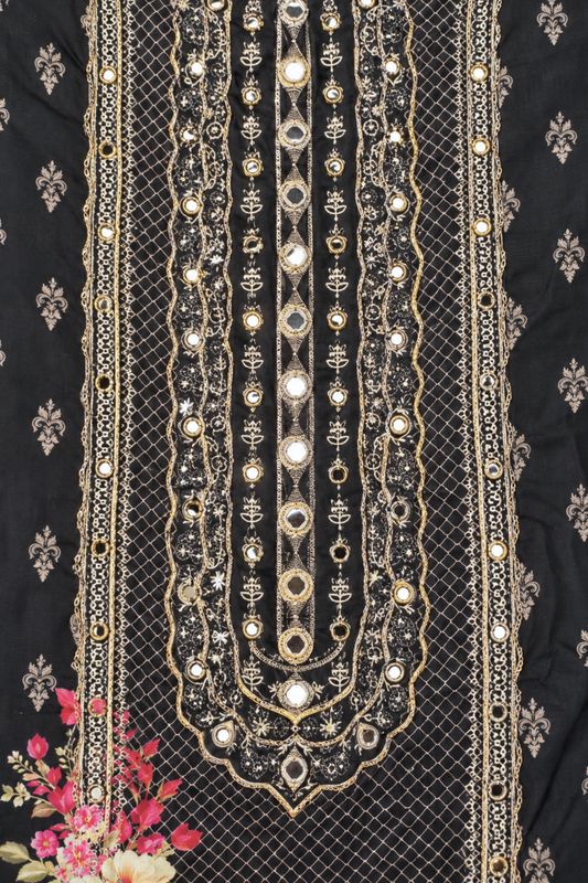 Noor-e-Karachi Muslin Suit With Mirror Work