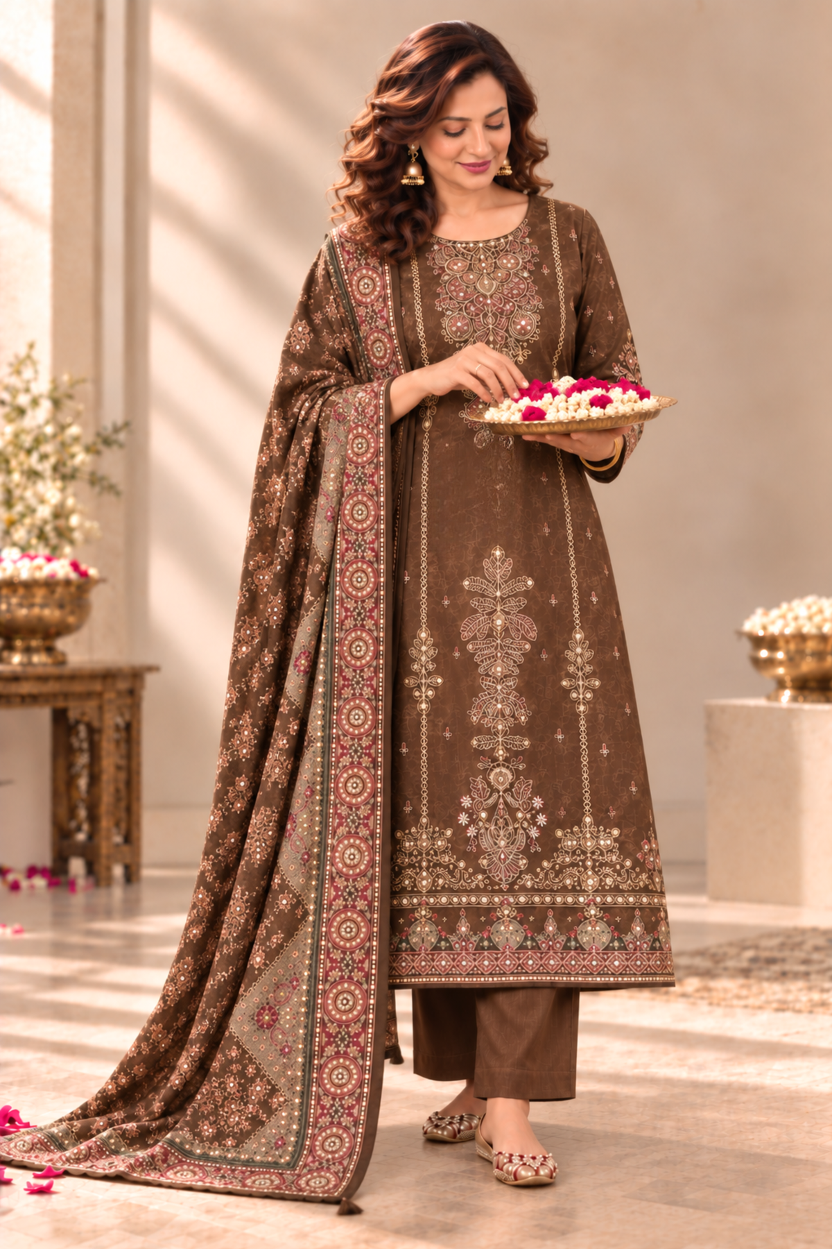 Noor Karachi Muslin Suit With Aari Work