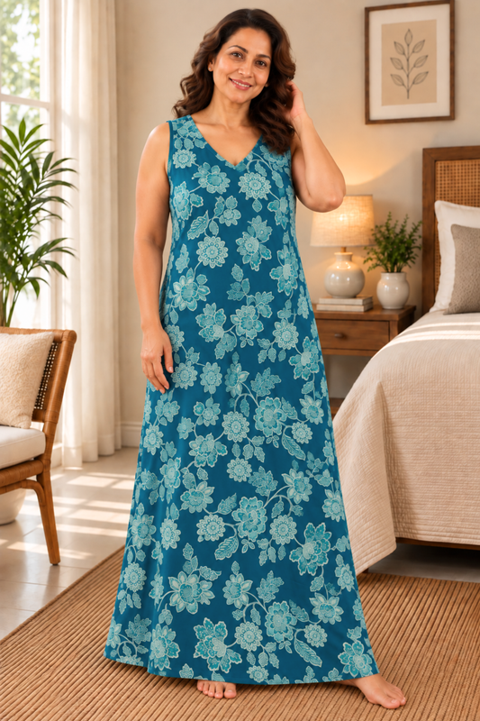 Teal Whimsy Rayon Night Gown