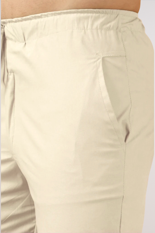 Off White Cotton Cargo Pants - 2 Pocket