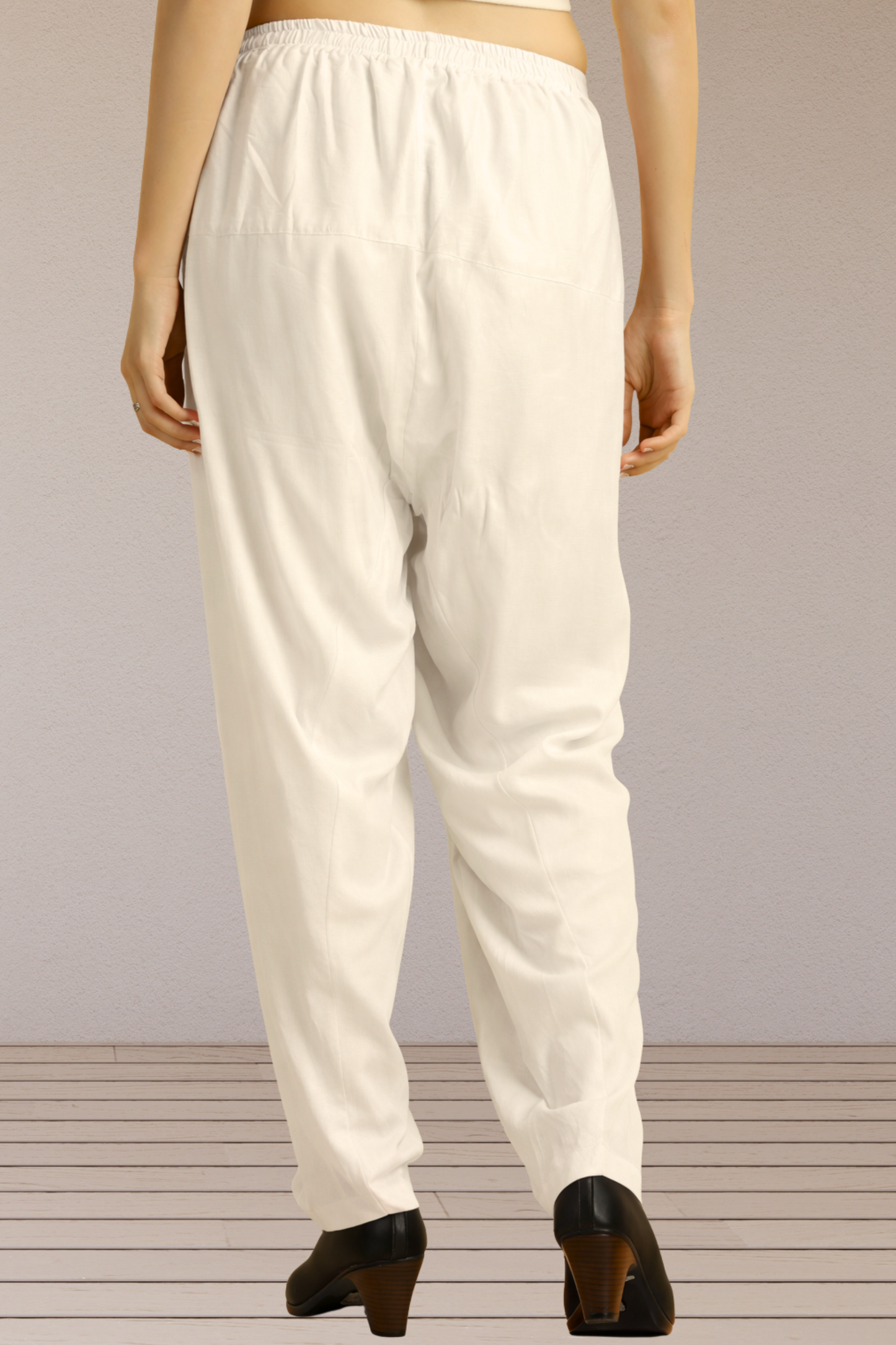 Off White Easy Fit Rayon Salwar