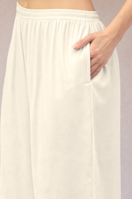 Off White Flared Palazzo Pant