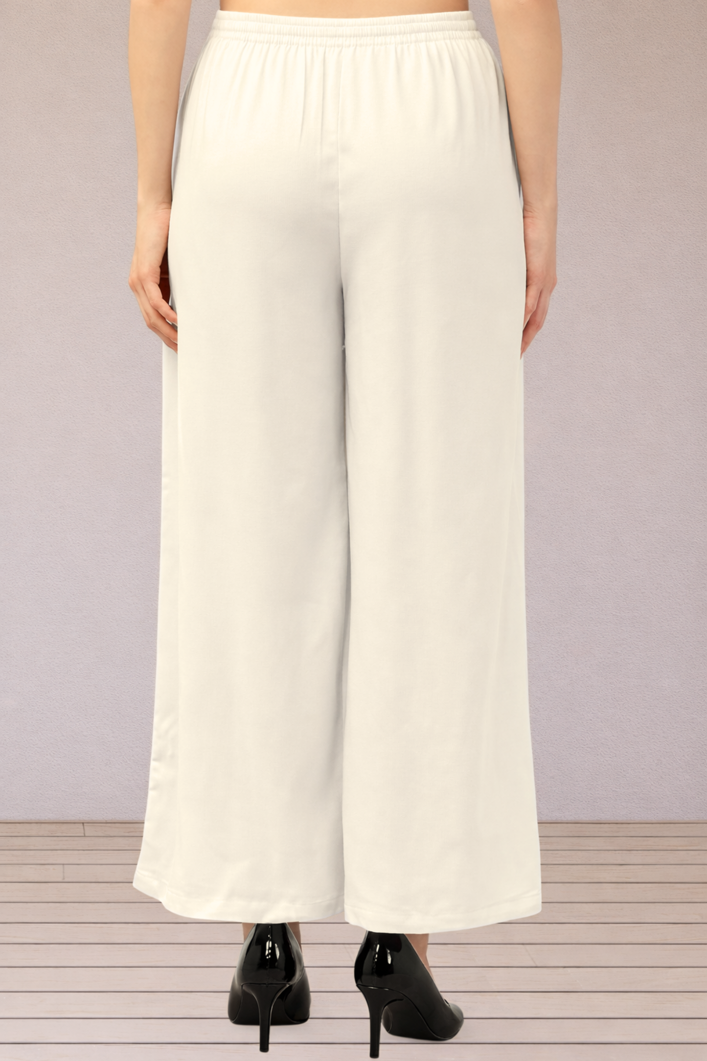 Off White Flared Palazzo Pant