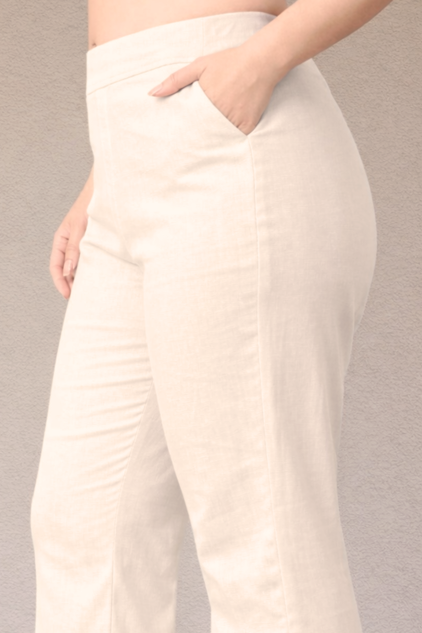 Off White Flared Slub Pants