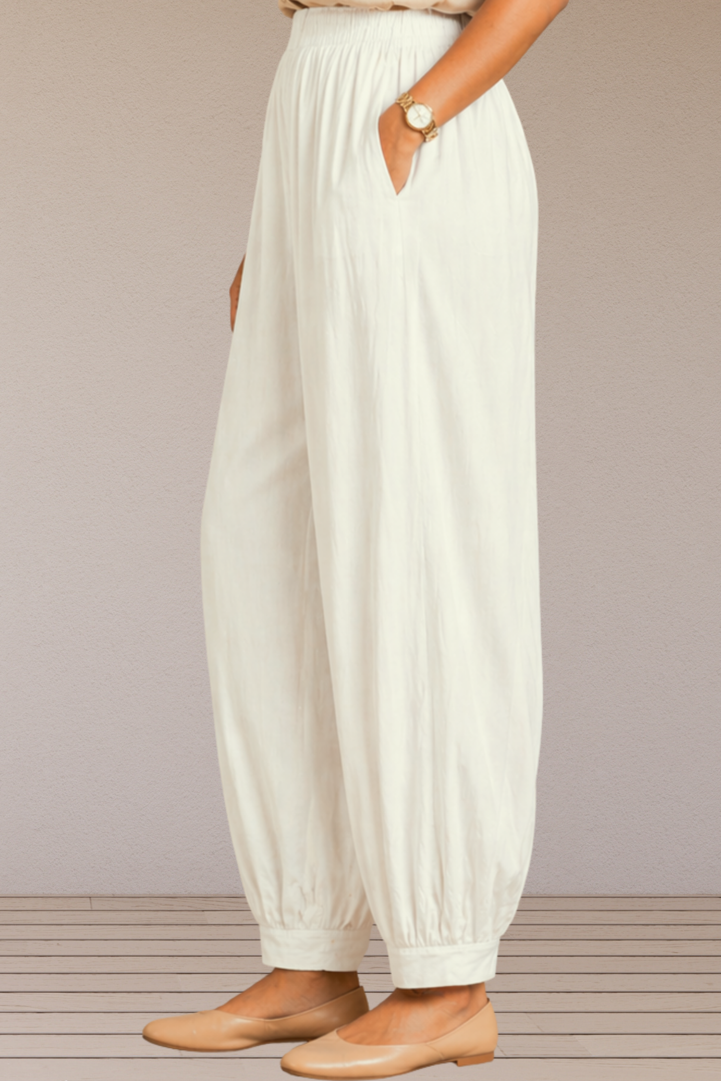 Off White Rayon Afghani Pants