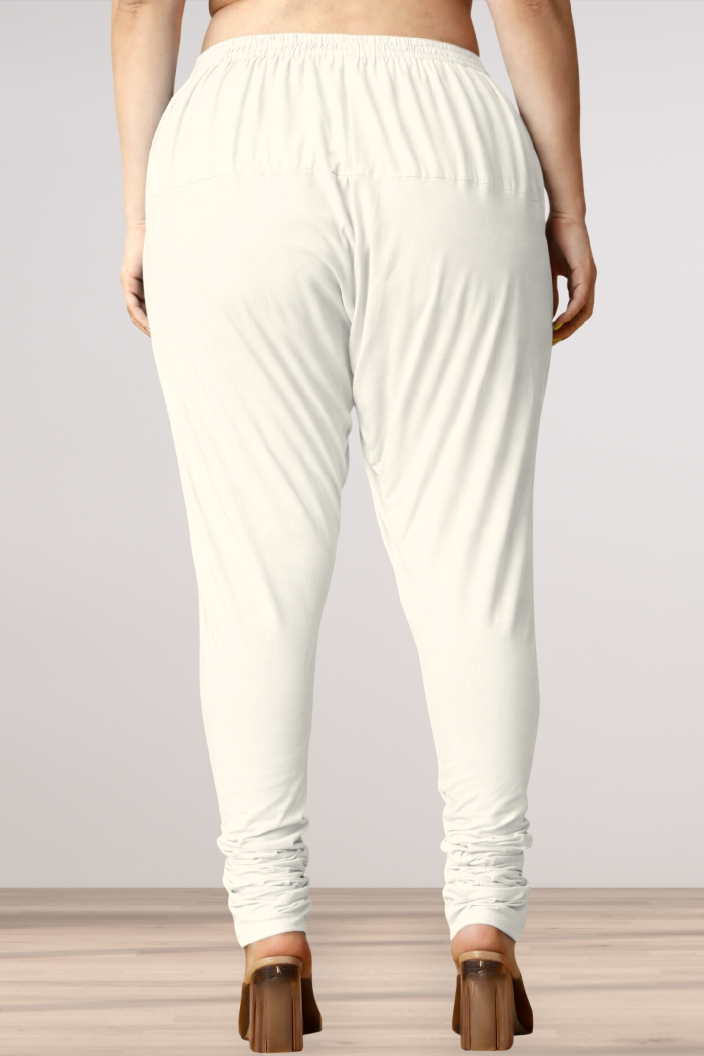 Off White Rayon Churidar Pants