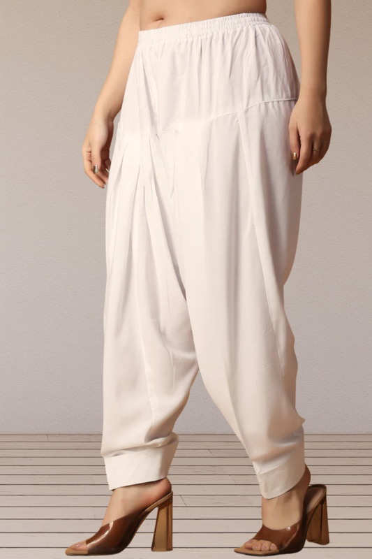 Off White Rayon Pleated Salwar