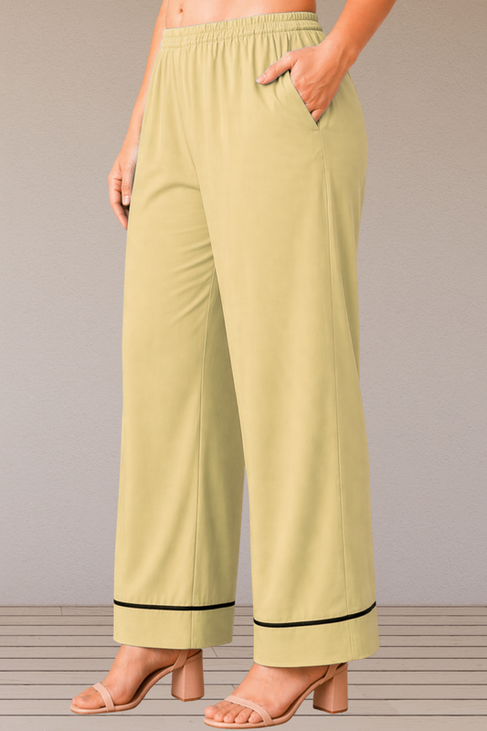 Olive Detailed Hemline Rayon Palazzo