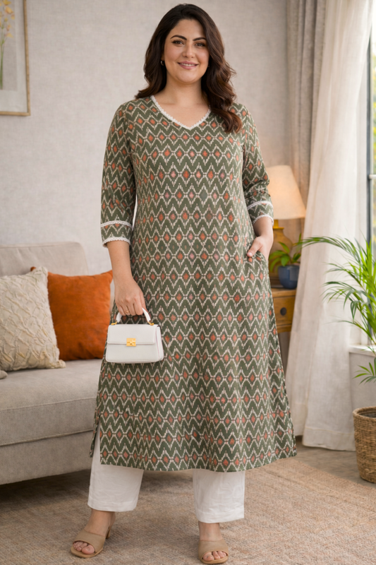 Olive Drift Summer Rayon Kurta