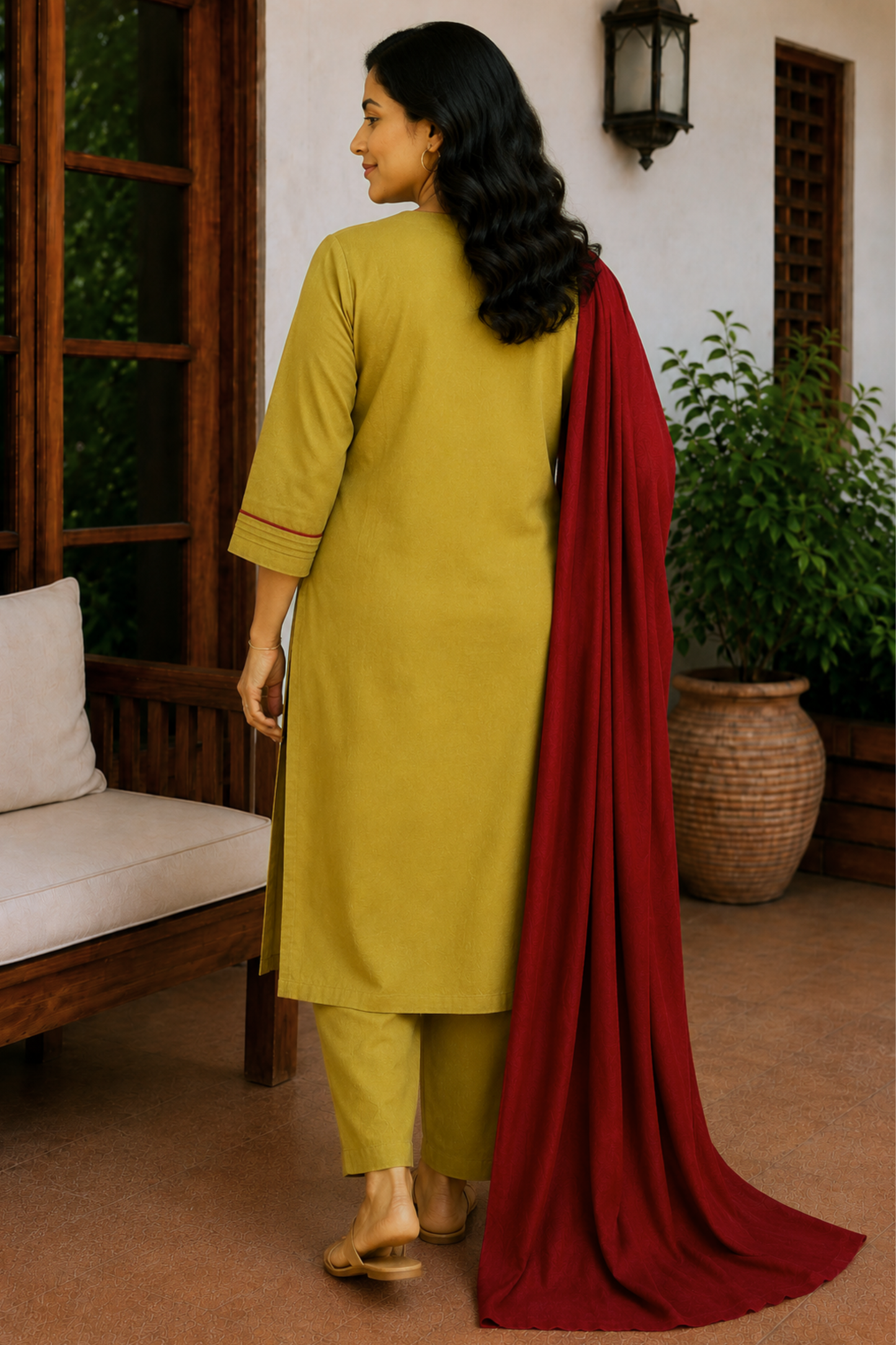 Olive Harmony Cotton Kurta Set