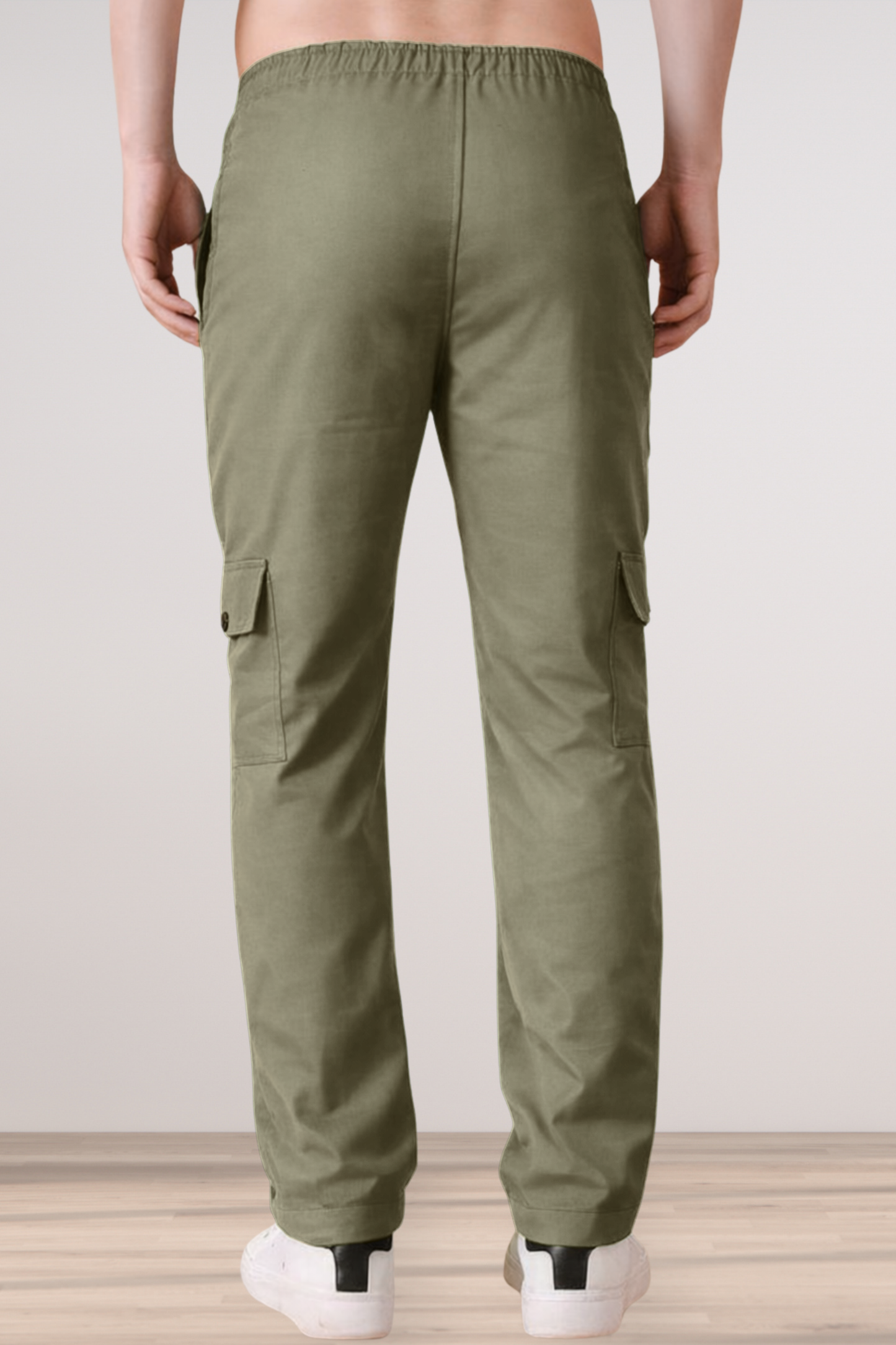 Olive Solid Cotton Cargo - 4 Pocket