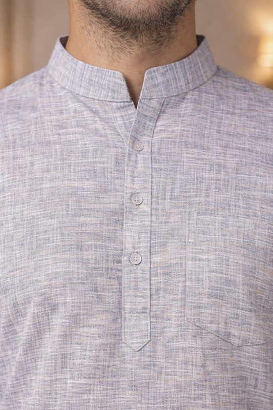 Opulent Grey Linen Kurta