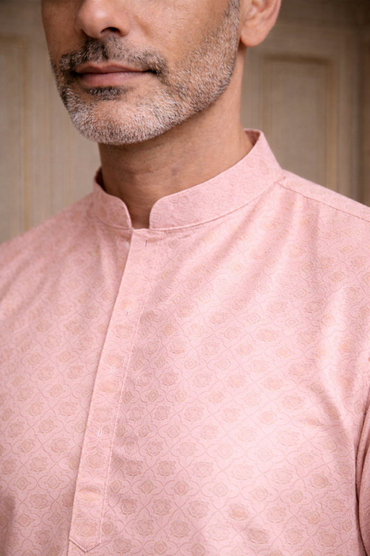 Opulent Pink Brocade Kurta Pajama