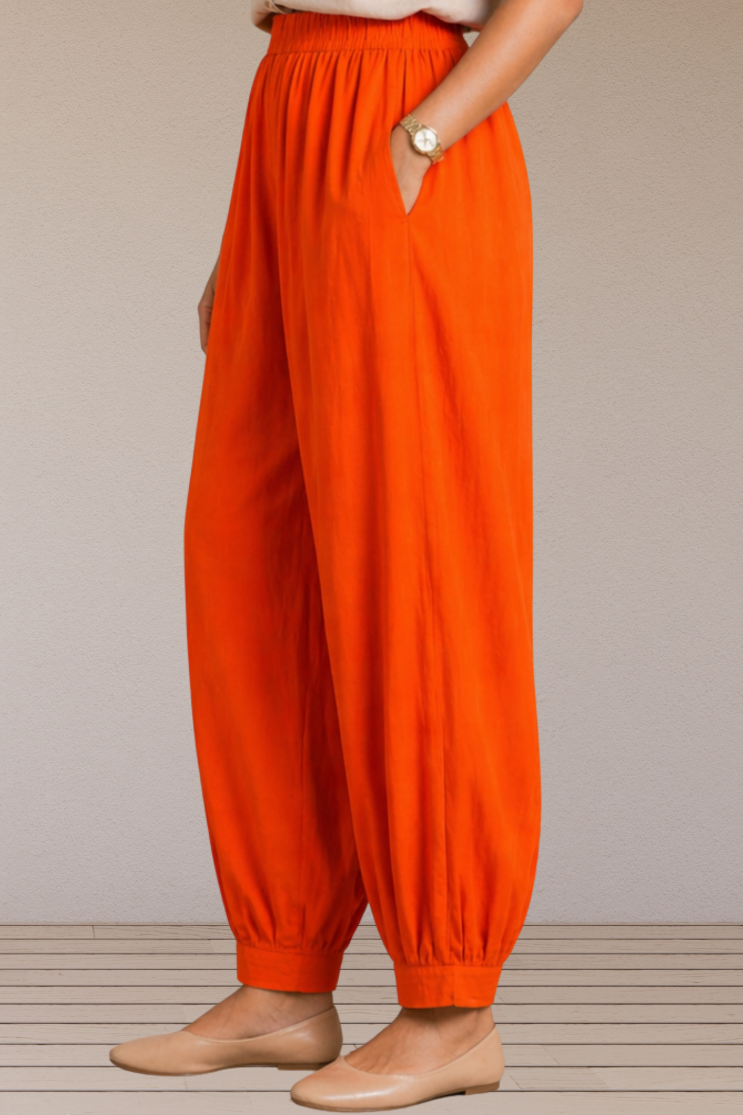 Orange Cotton Afghani Pants