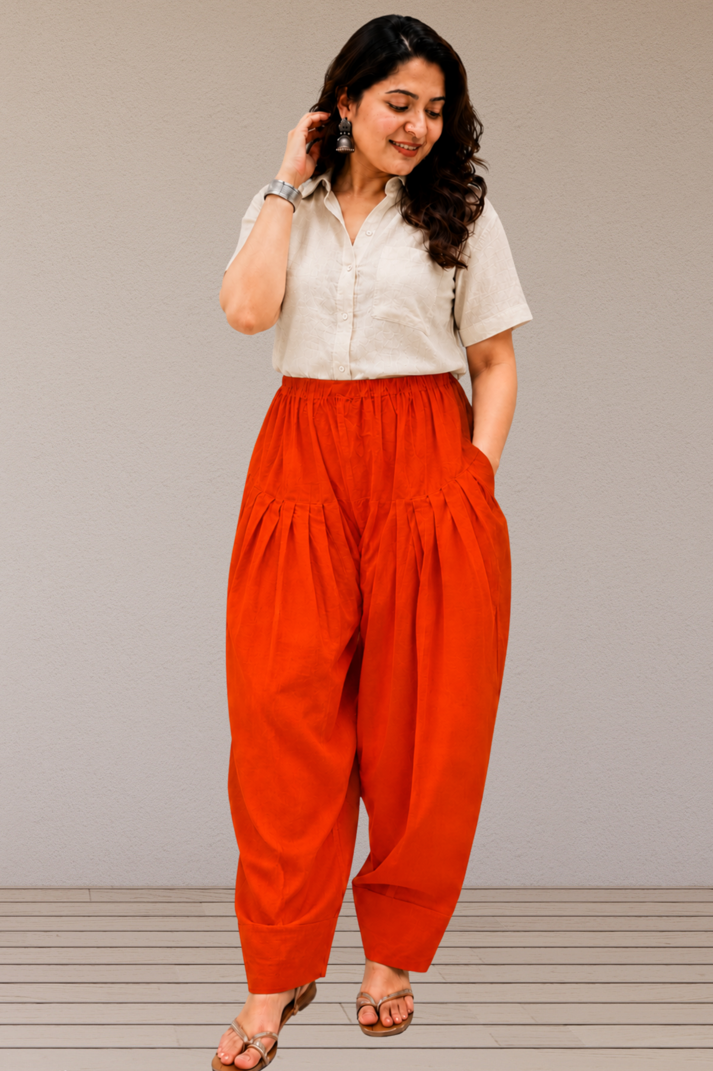Orange Cotton Farshi Salwar
