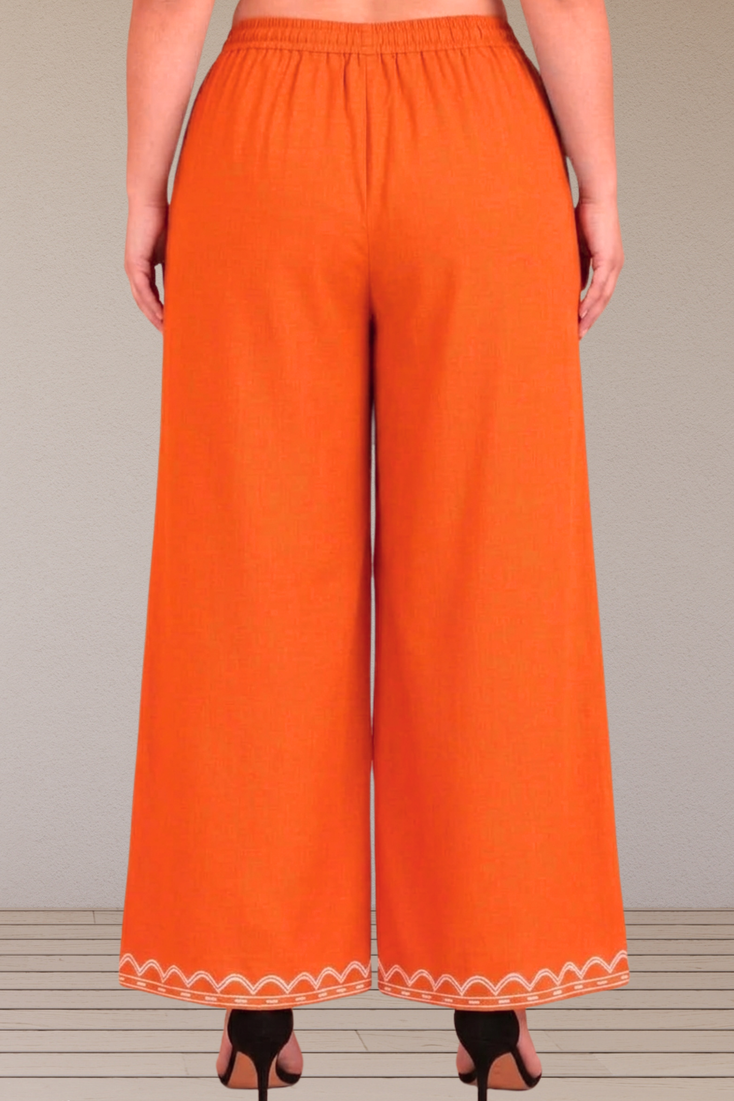Orange Detailed Rayon Palazzo