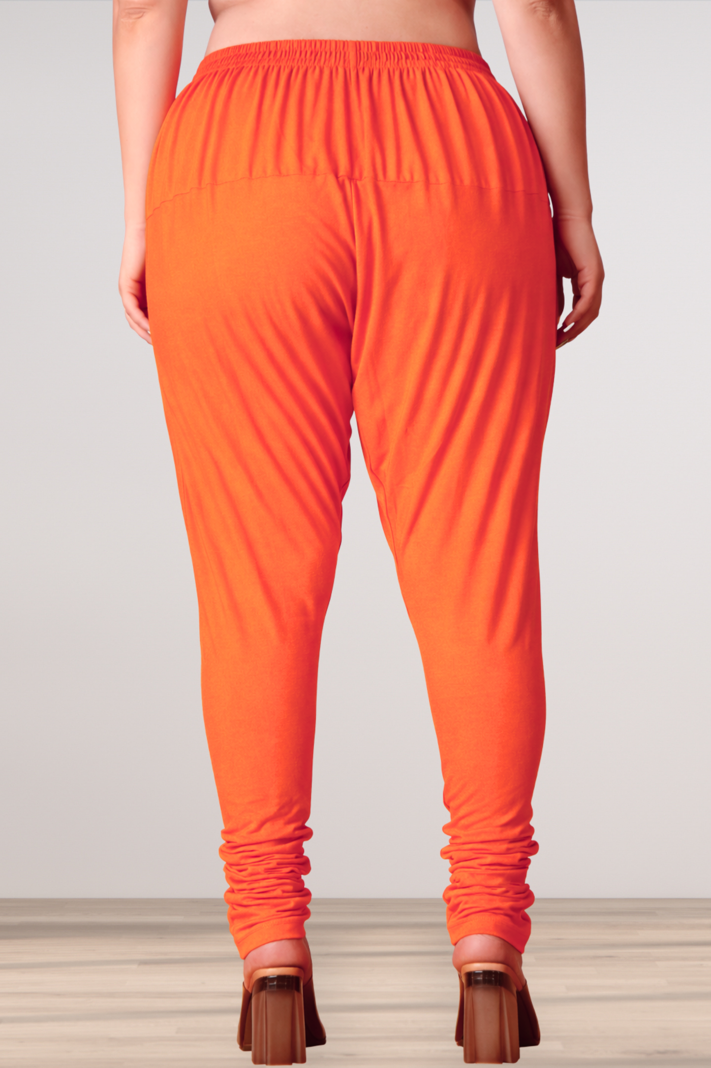 Orange Rayon Churidar Pants
