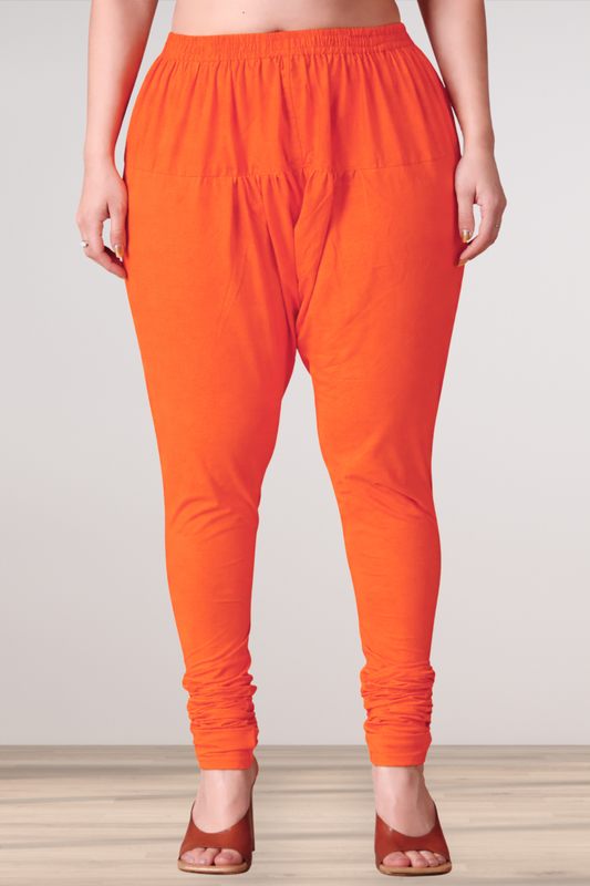 Orange Rayon Churidar Pants
