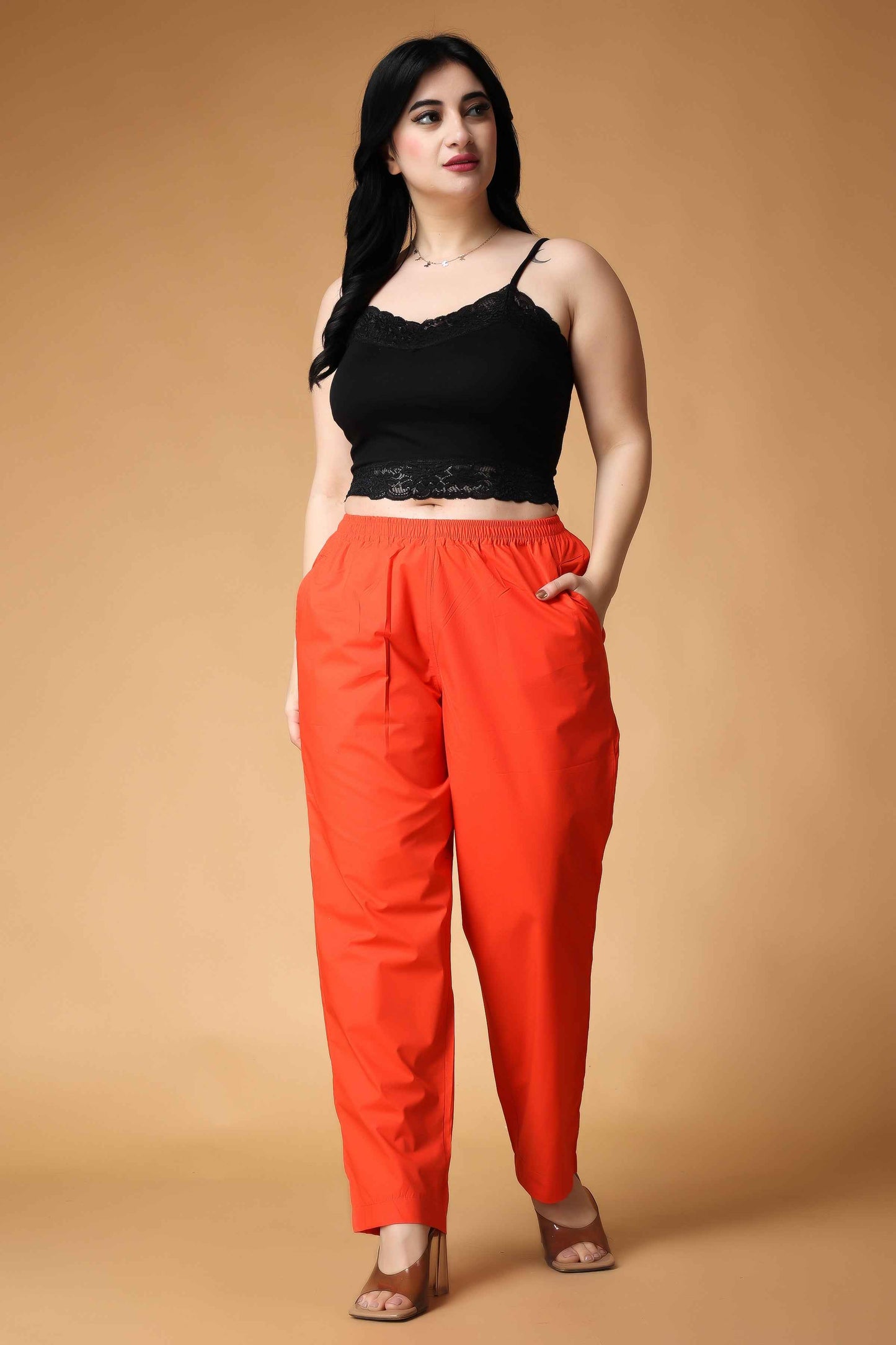 Orange Cotton Kurti Pant
