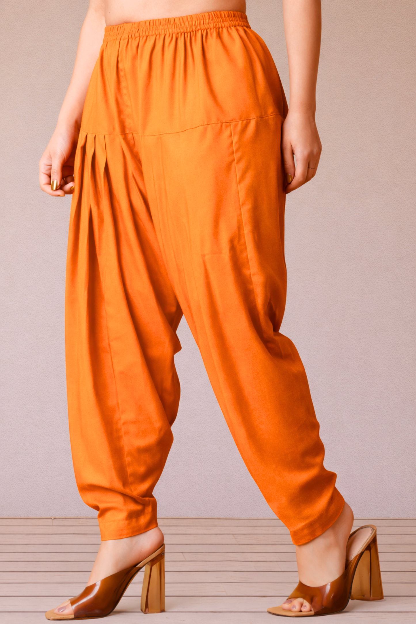 Orange Straight Rayon Salwar Pants