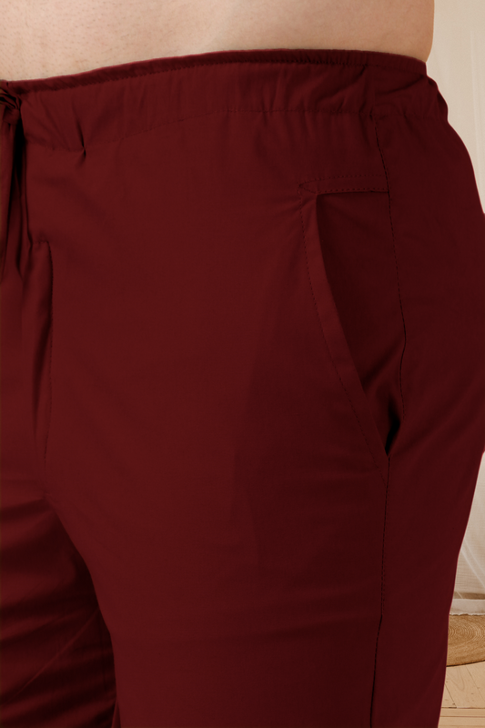 Maroon Solid Cotton Cargo