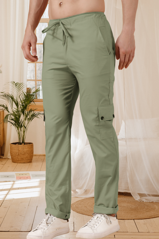 Olive Solid Cotton Cargo
