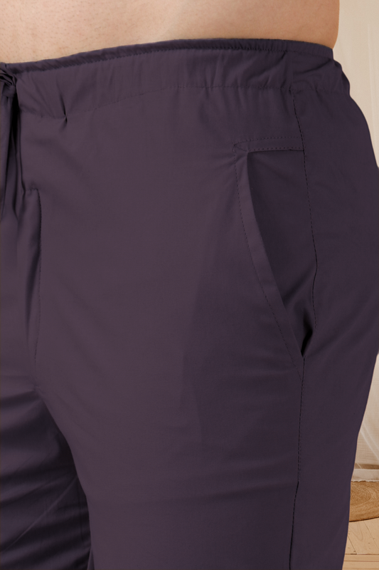 Dark Mauve Solid Cotton Cargo