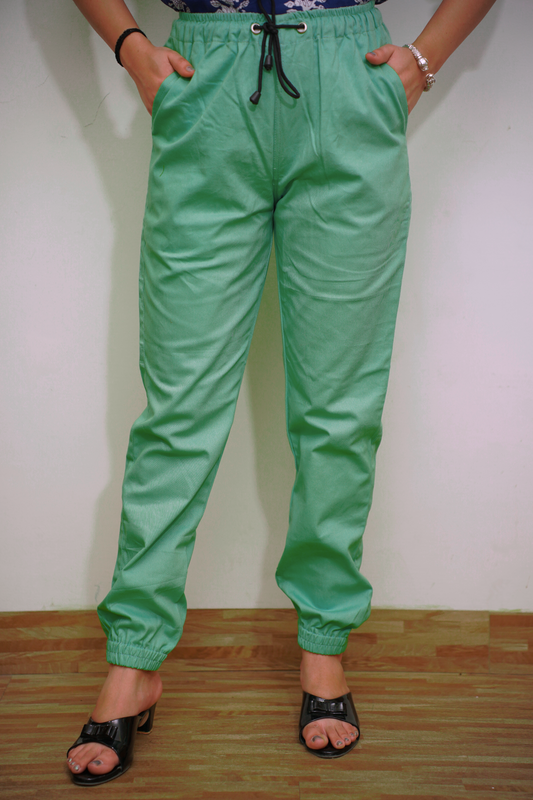 Mint Green Cotton Cargo Pants