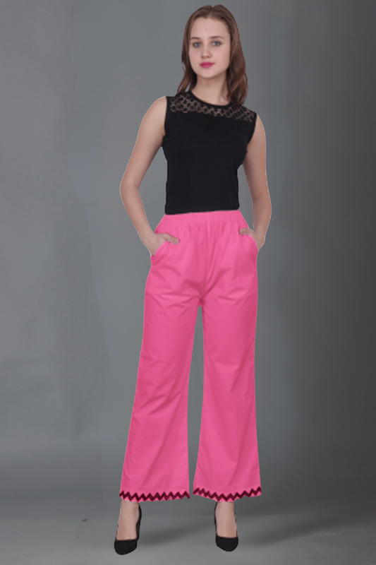 Pink Embellished Cotton Palazzo