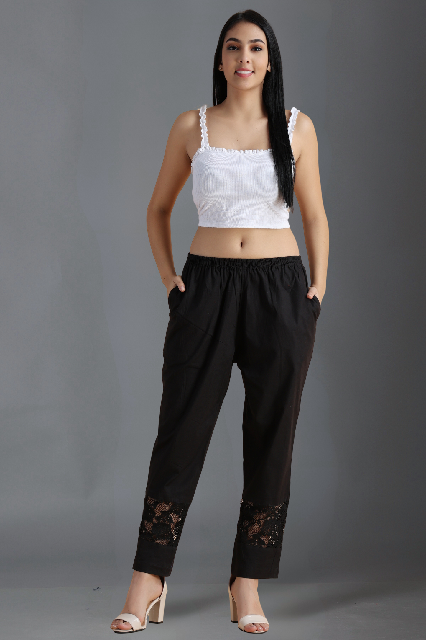 Buy Plus Size Light's Out Detailed Cotton Pants At Apella | Sizes XS to 10 XL | India | Free Delivery | Customized