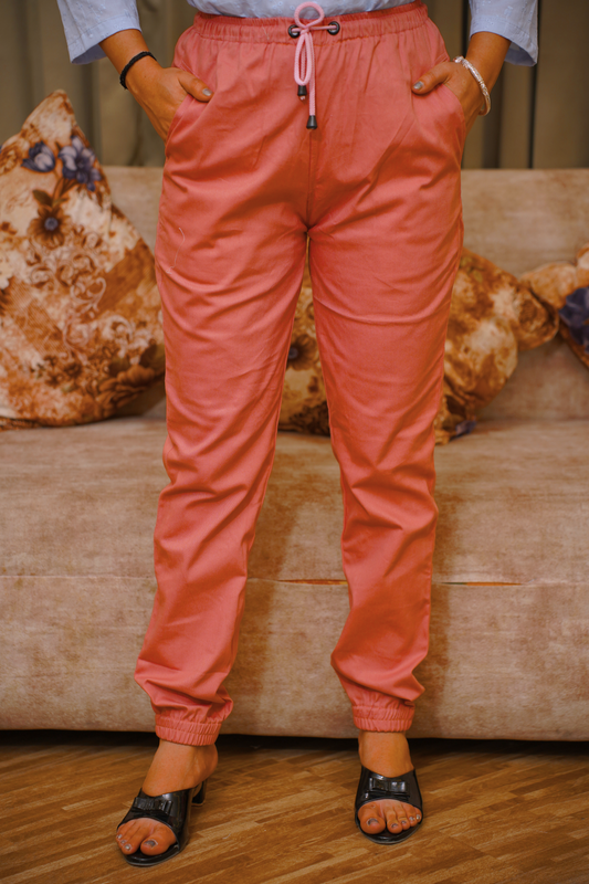 Rust Cotton Cargo Pants