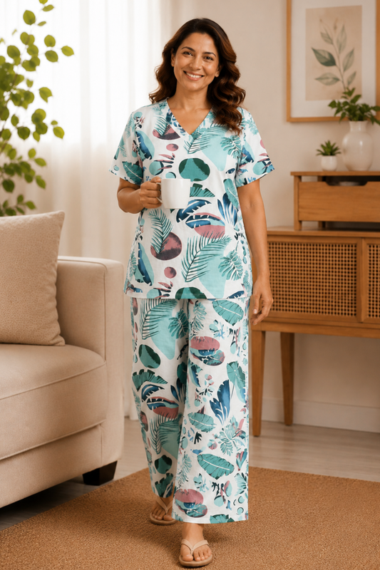 Palm Whisper Rayon Night Suit