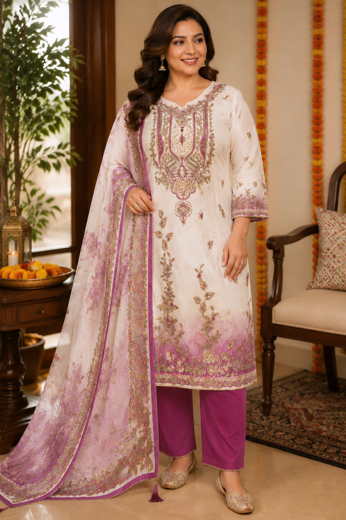 Parizah Ombré Muslin Suit with Aari Work