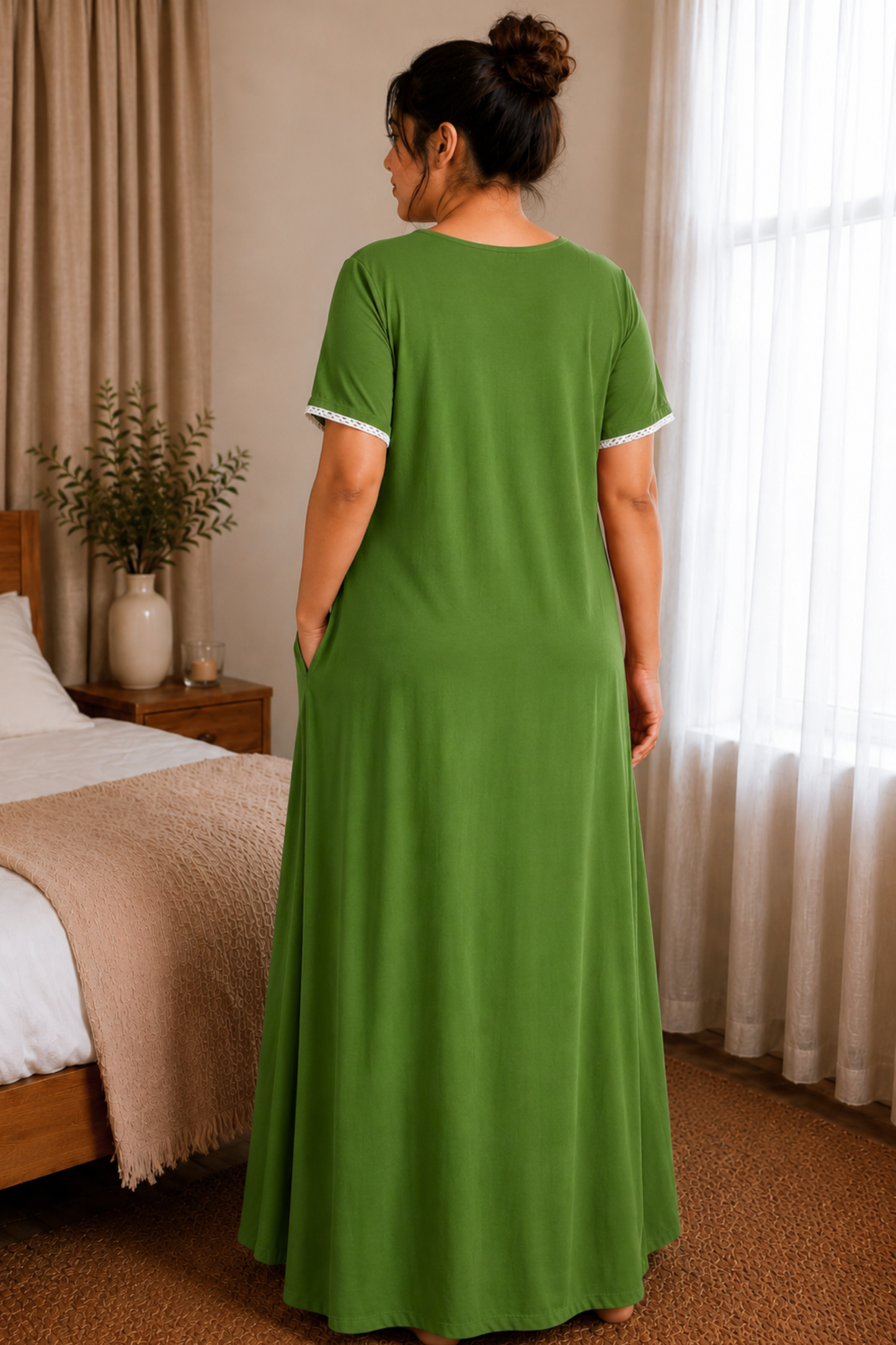 Leaf Green Rayon Night Gown