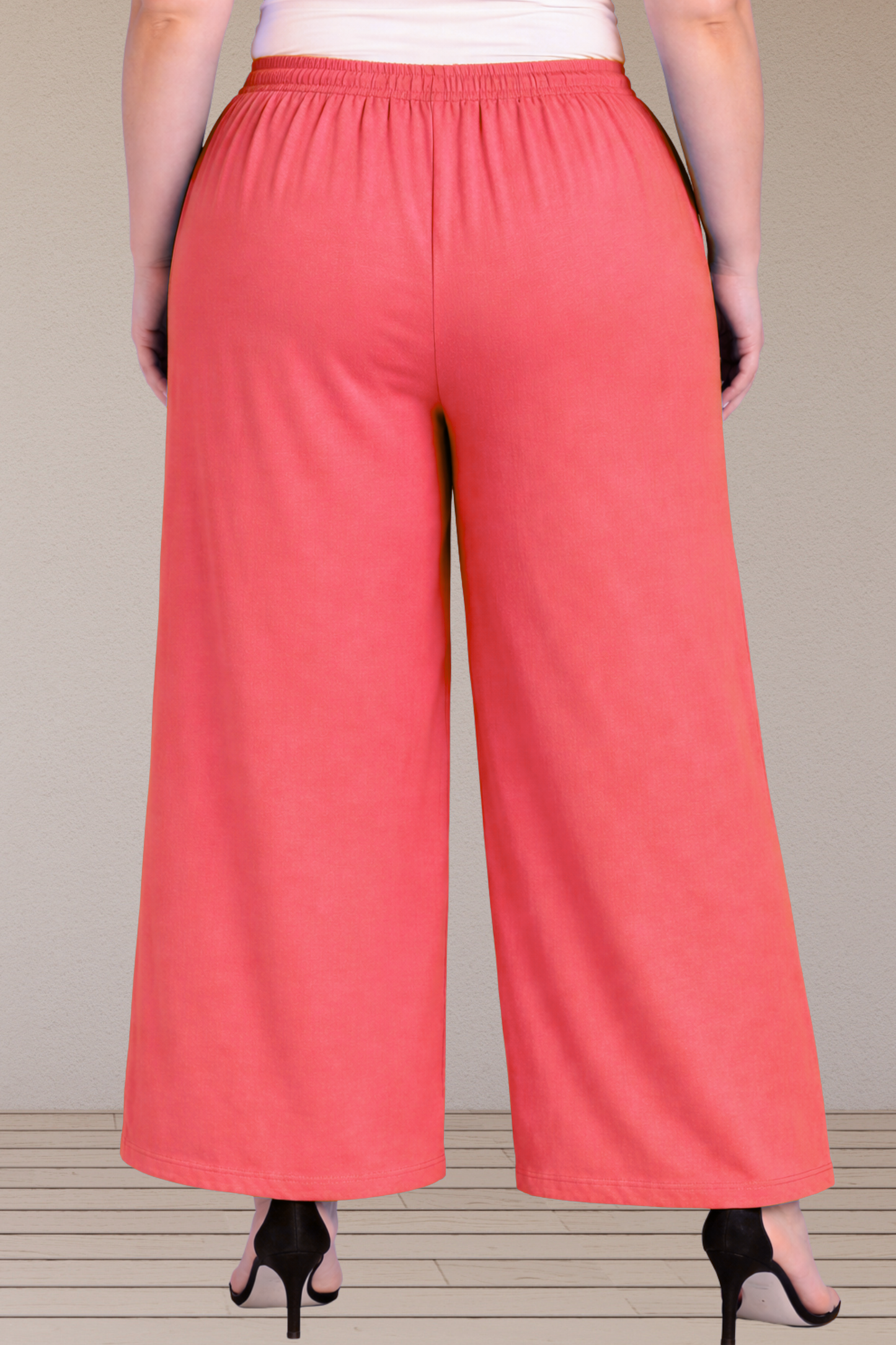 Peach Cotton Flared Pant