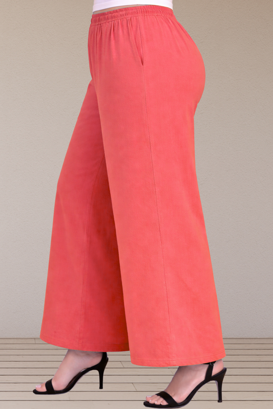Peach Cotton Flared Pant