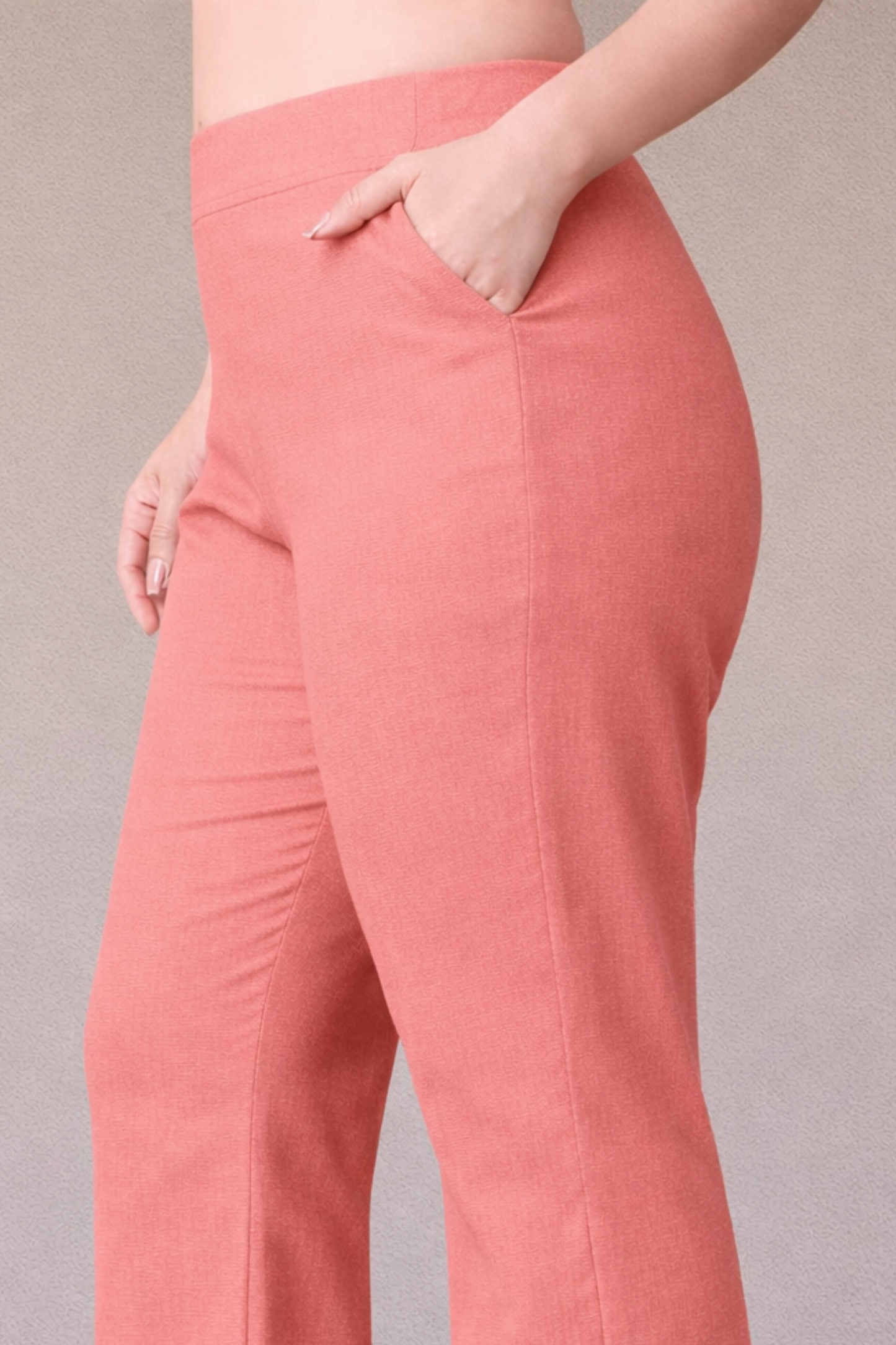 Peach Flared Slub Pants
