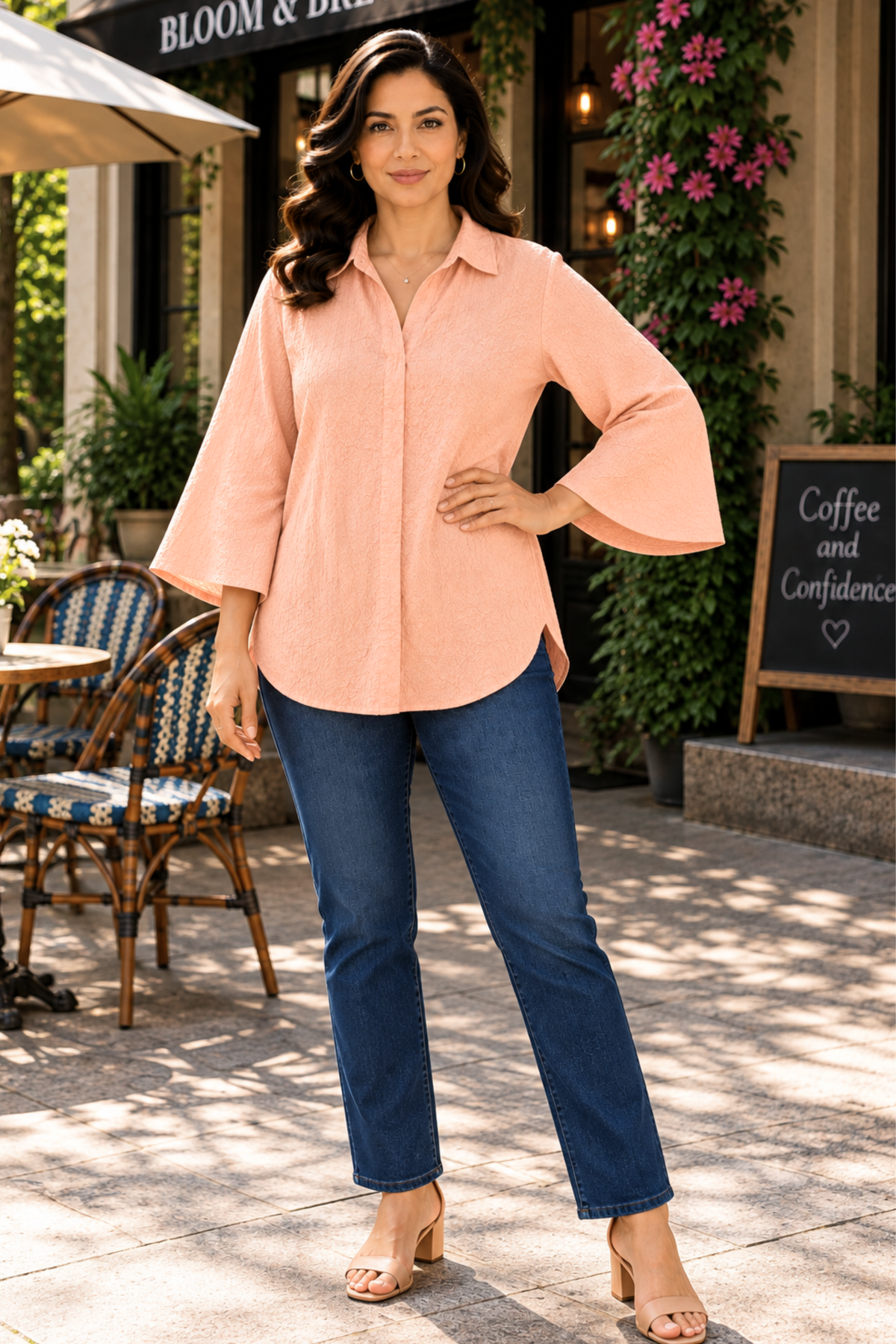 Apricot Lane Textured Pleated Top