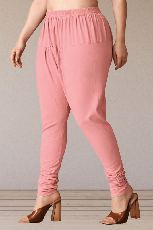 Peach Rayon Churidar Pants