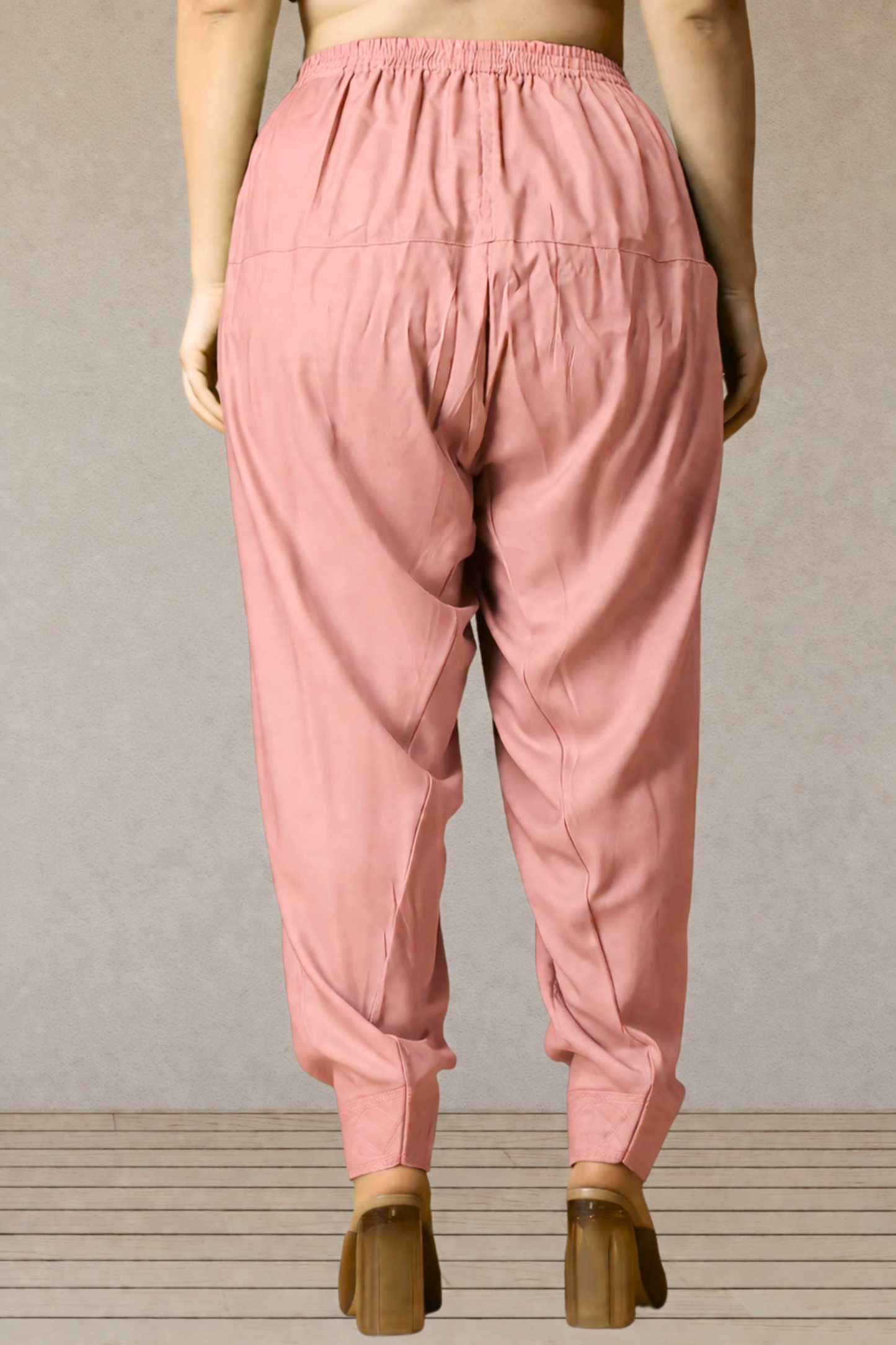 Peach Rayon Pleated Salwar