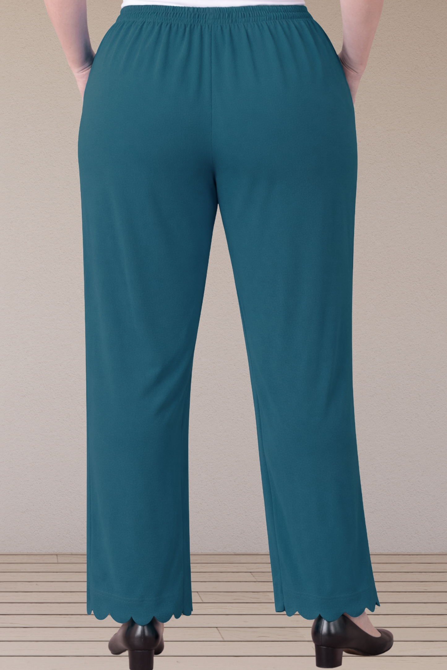 Peacock Blue Scallop Cut Palazzo