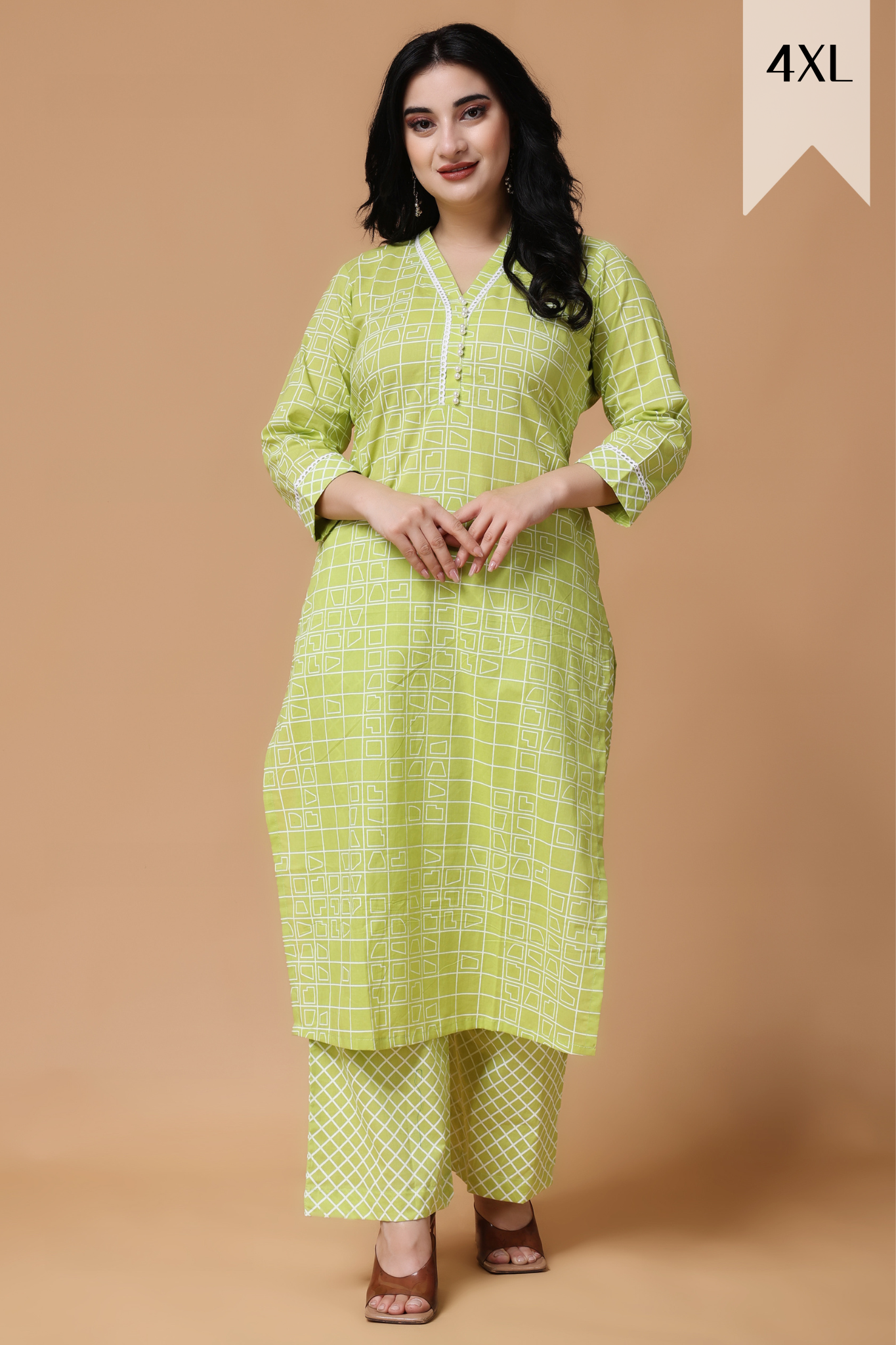 Peacock Hues Checked Rayon Dress