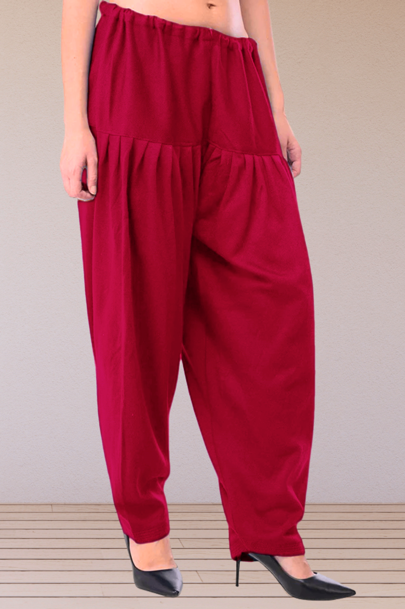 Rose Red Woollen Cashmilon Salwar