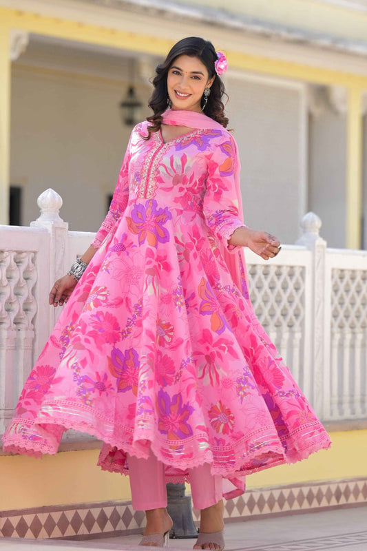 Pink Bliss Anarkali Suit Set