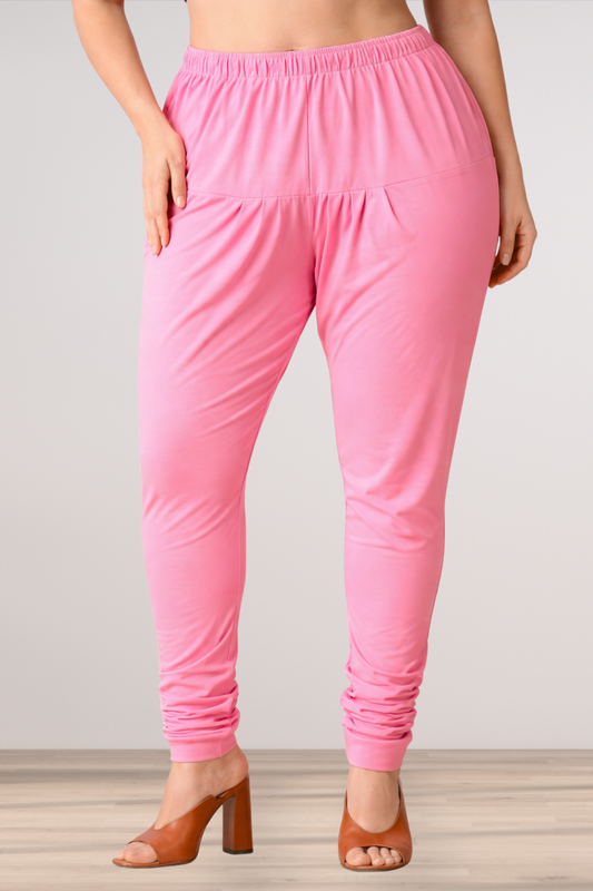 Pink Cotton Churidar Pants