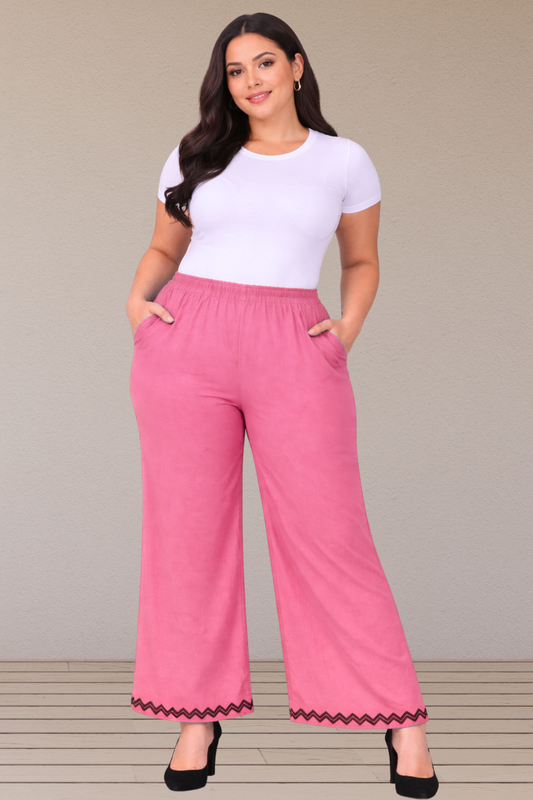 Pink Embellished Cotton Palazzo