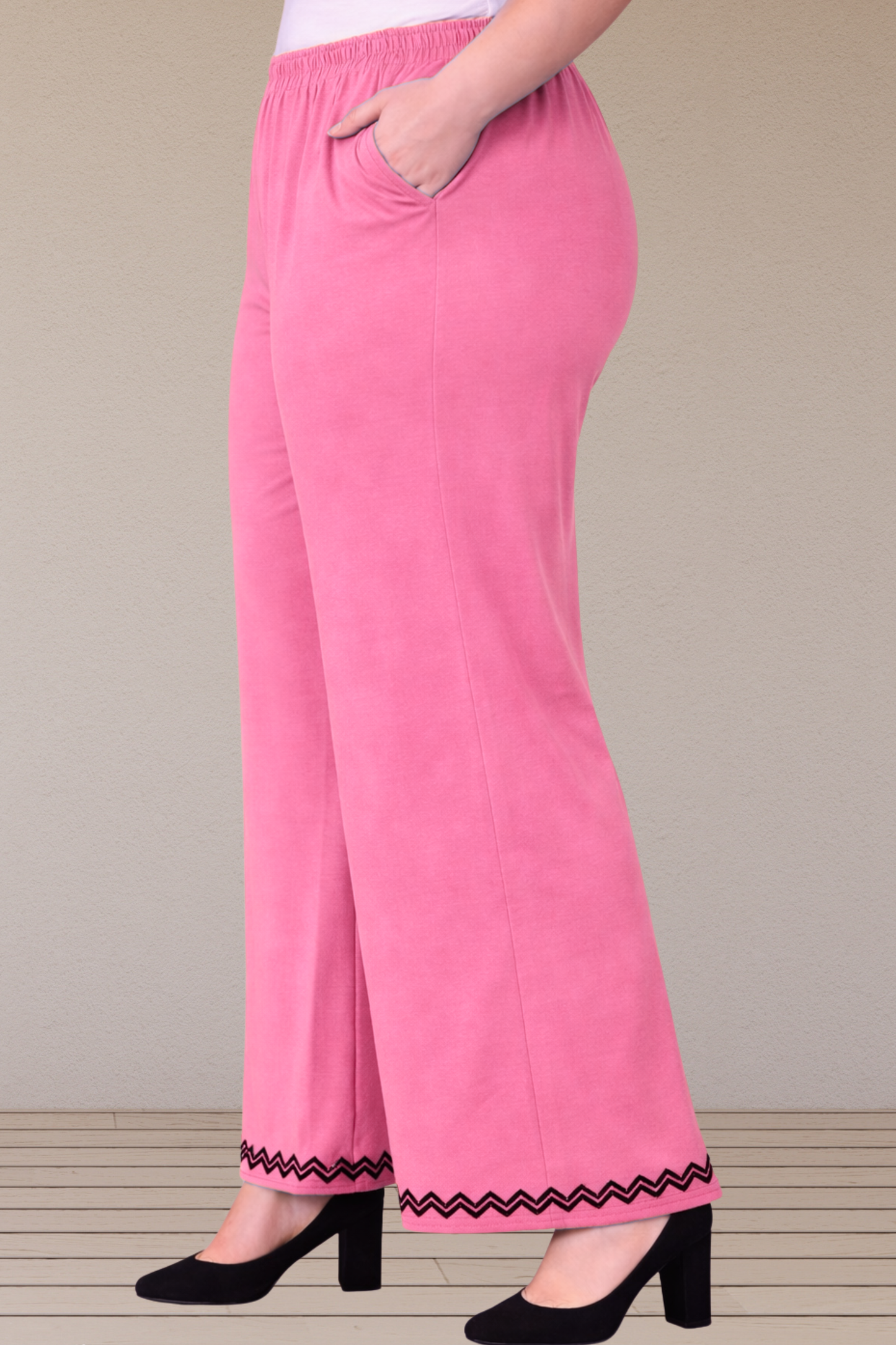 Pink Embellished Cotton Palazzo