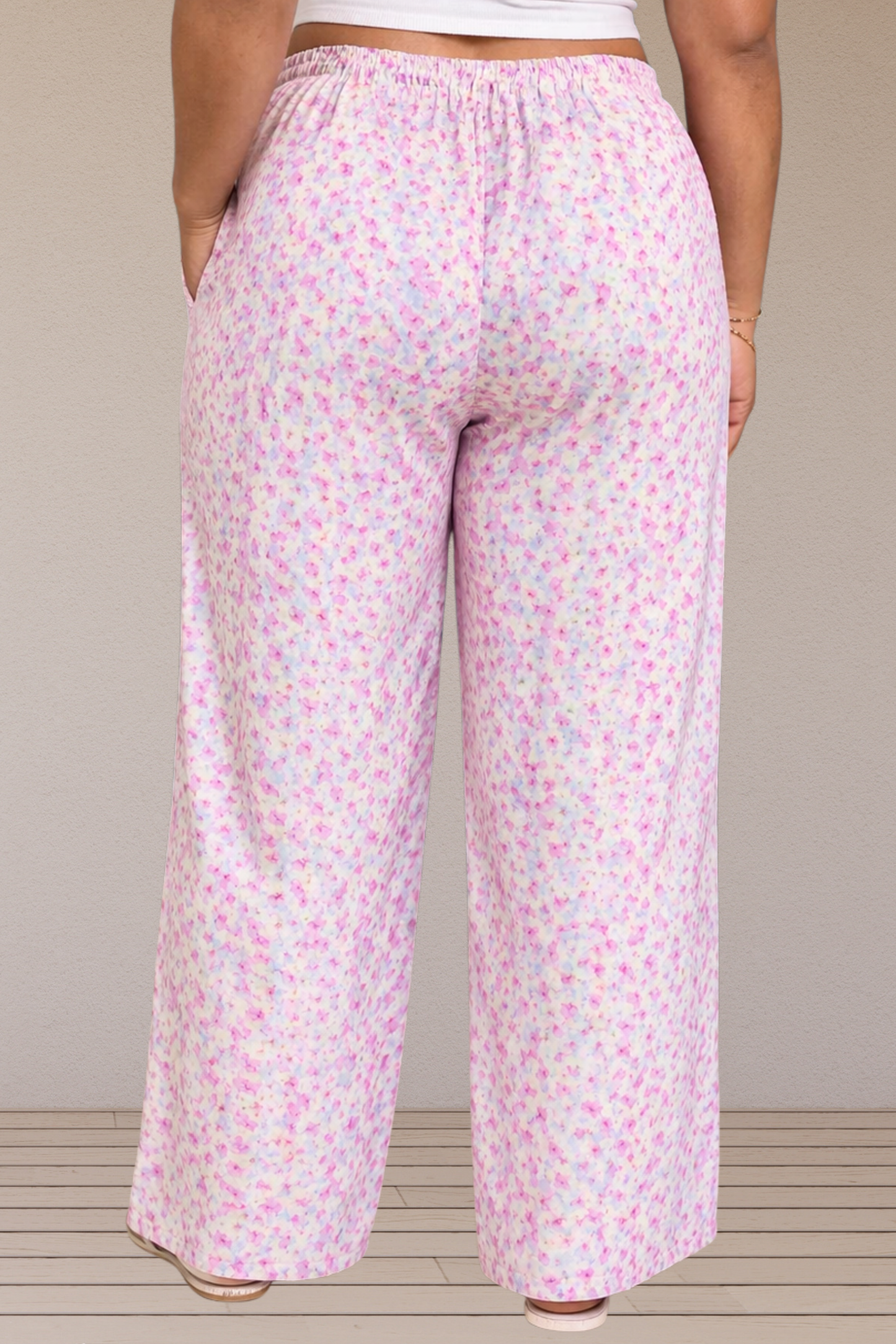 Pink Floral Cotton Palazzo Pants