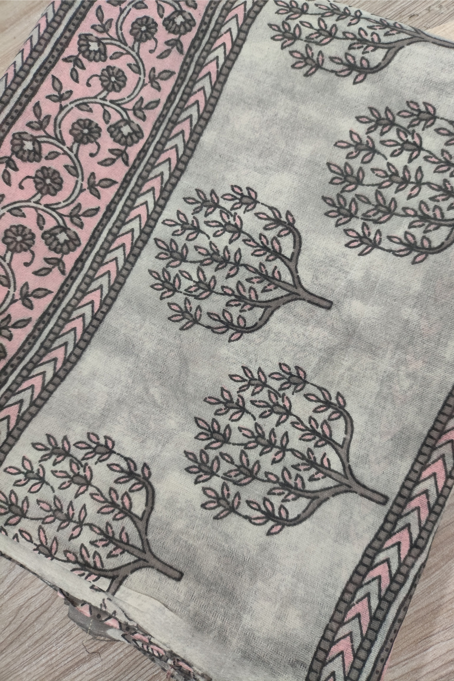 Pink Printed Cotton Dupatta